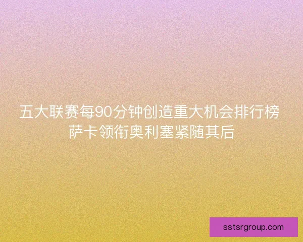 五大联赛每90分钟创造重大机会排行榜 萨卡领衔奥利塞紧随其后